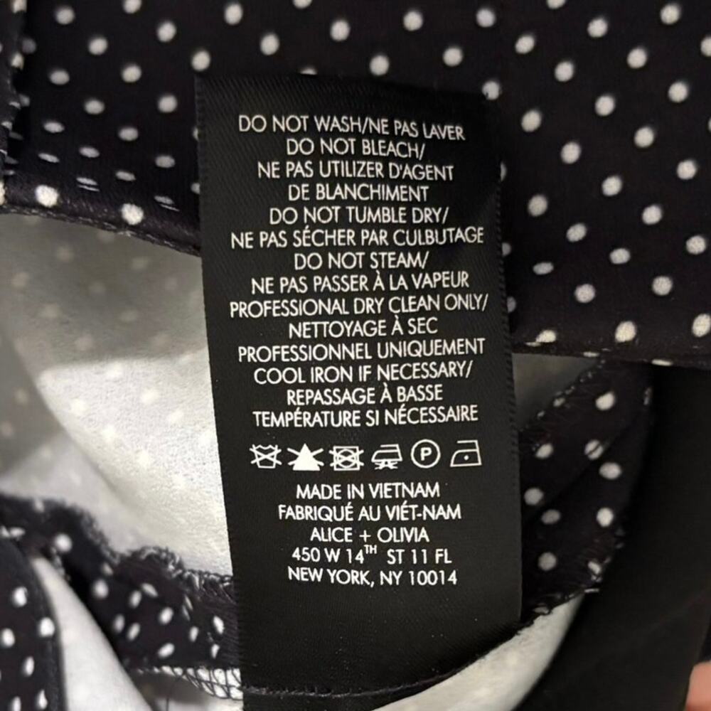 Alice + Olivia Black High Rise Wide Leg Dylan Polka Dot Pants Size 6 - Picture 7 of 8